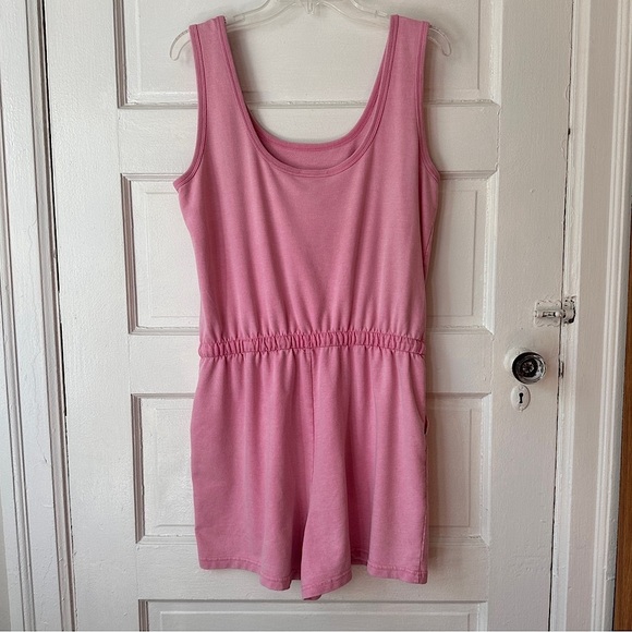 Jane and Delancey Romper Pink Cotton Cinched Waist Sleeveless Casual Pockets - Picture 16 of 17